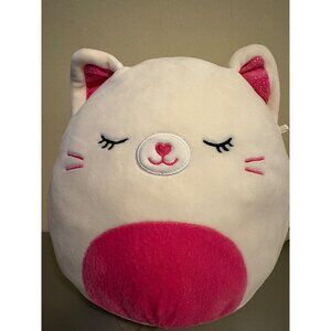 Original Squishmallows White & Pink Cat Plush Toy 10" By Kellytoy